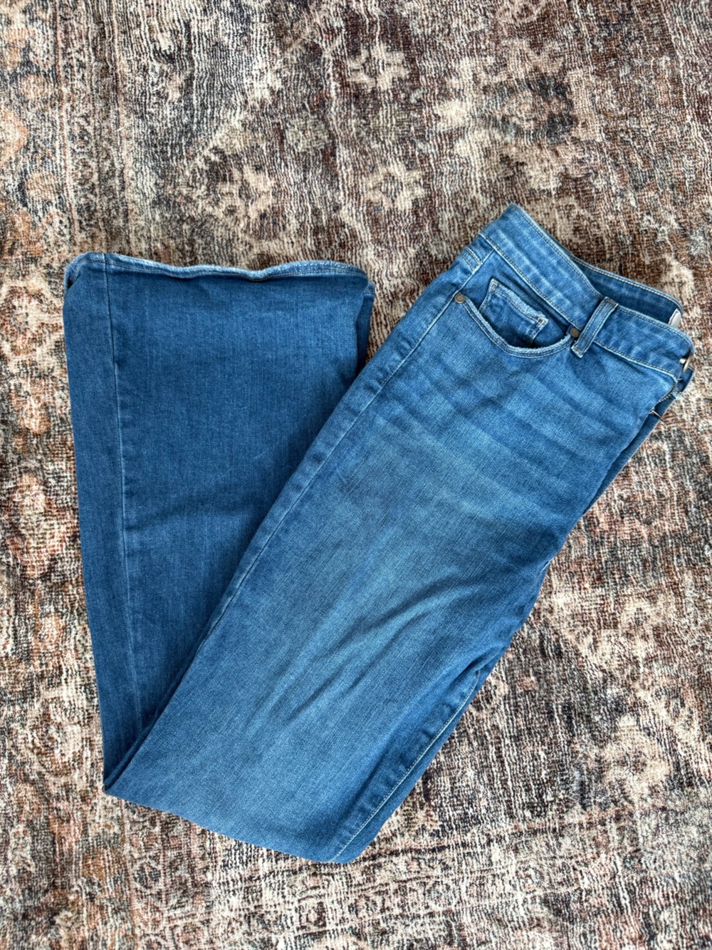 PAIGE Women’s High Rise Bell Canyon Flare Jeans in Medium Blue Wash - Size 31
